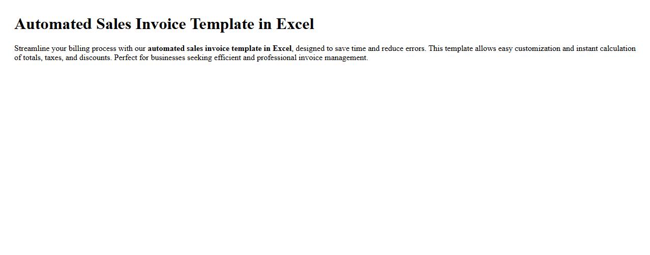 Automated sales invoice template in Excel image preview