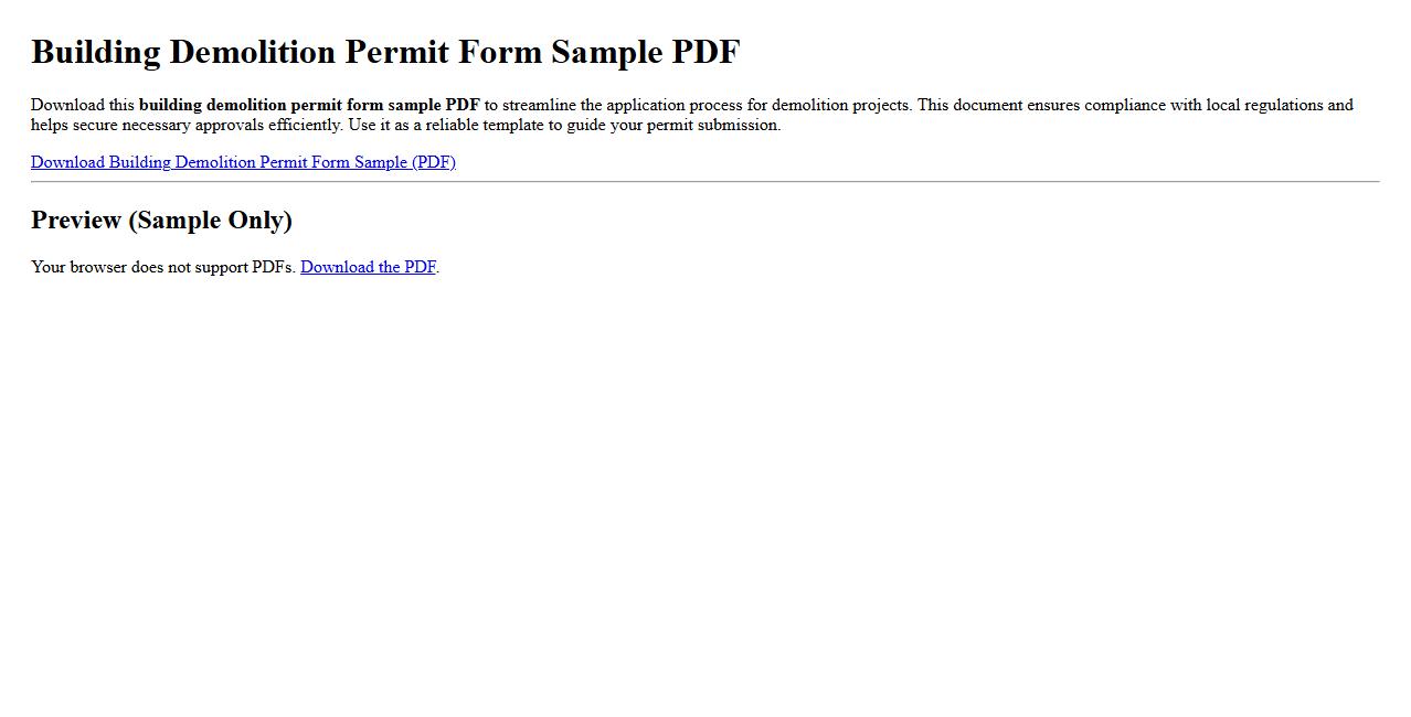 building demolition permit form sample PDF image preview