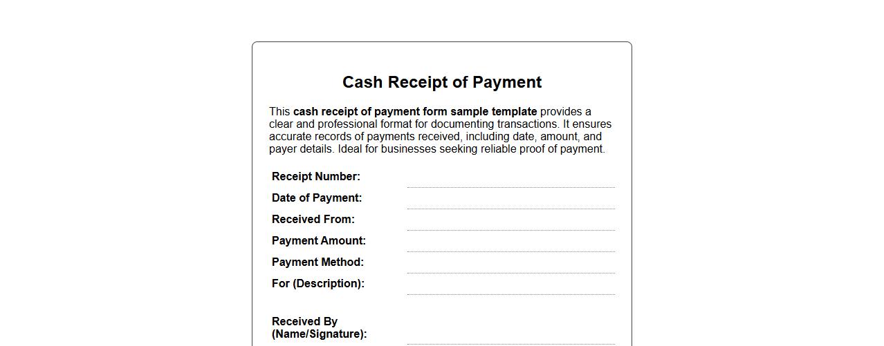 Cash receipt of payment form sample template image preview