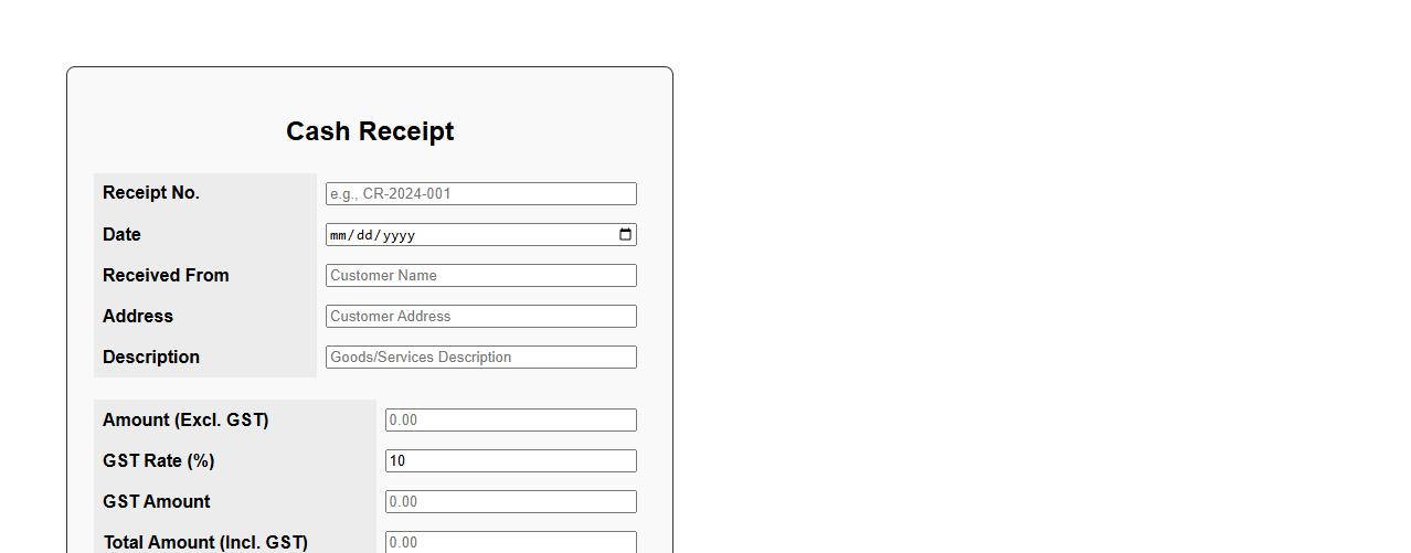 cash receipt template with gst image preview
