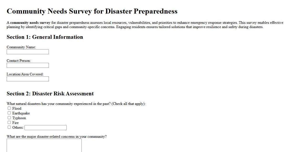 Community needs survey for disaster preparedness image preview