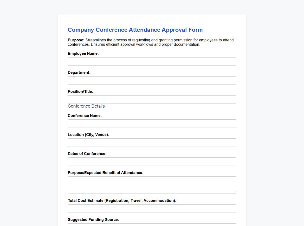 company conference attendance approval form sample image preview