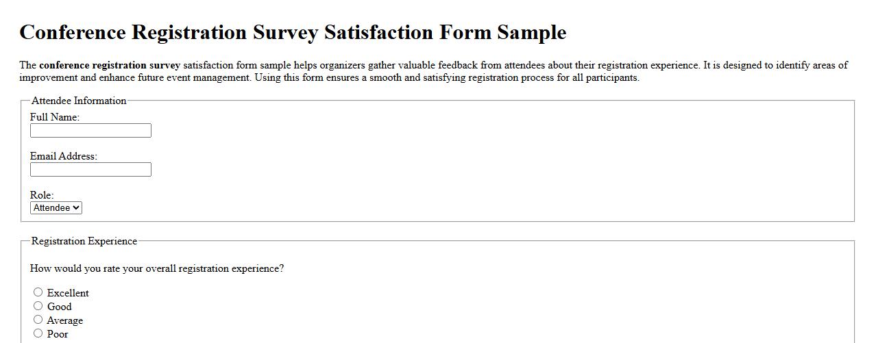 Conference registration survey satisfaction form sample image preview