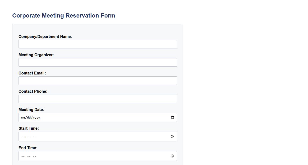 corporate meeting reservation form sample image preview