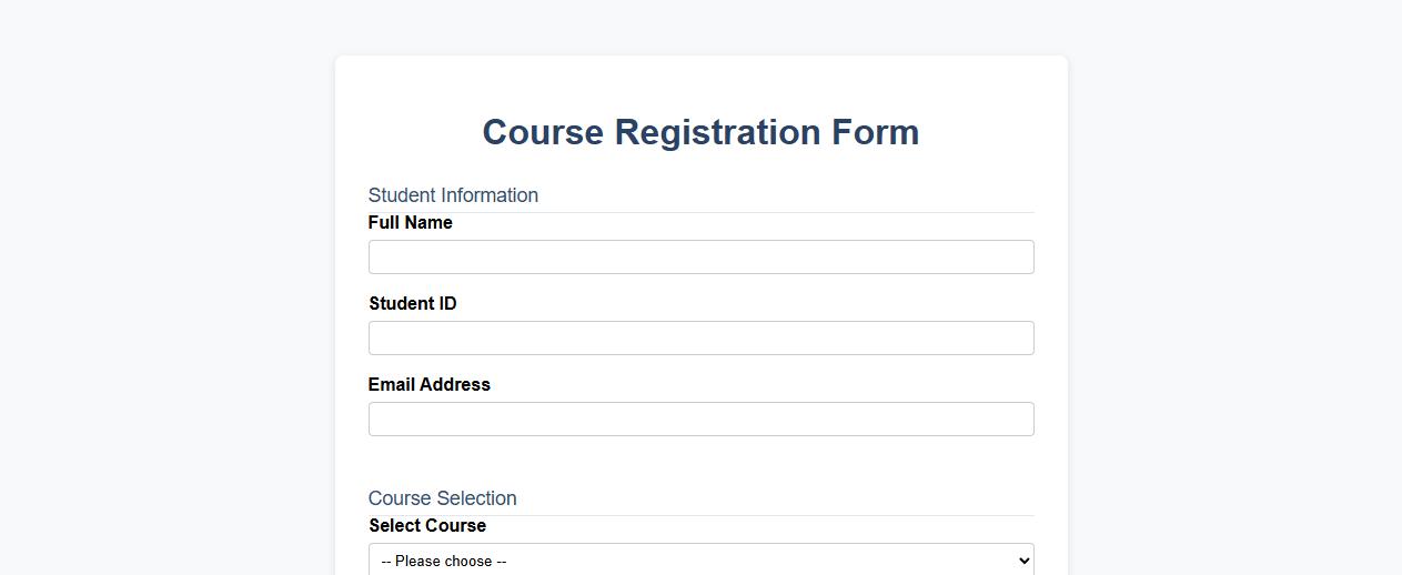 course registration form sample with prerequisites section image preview