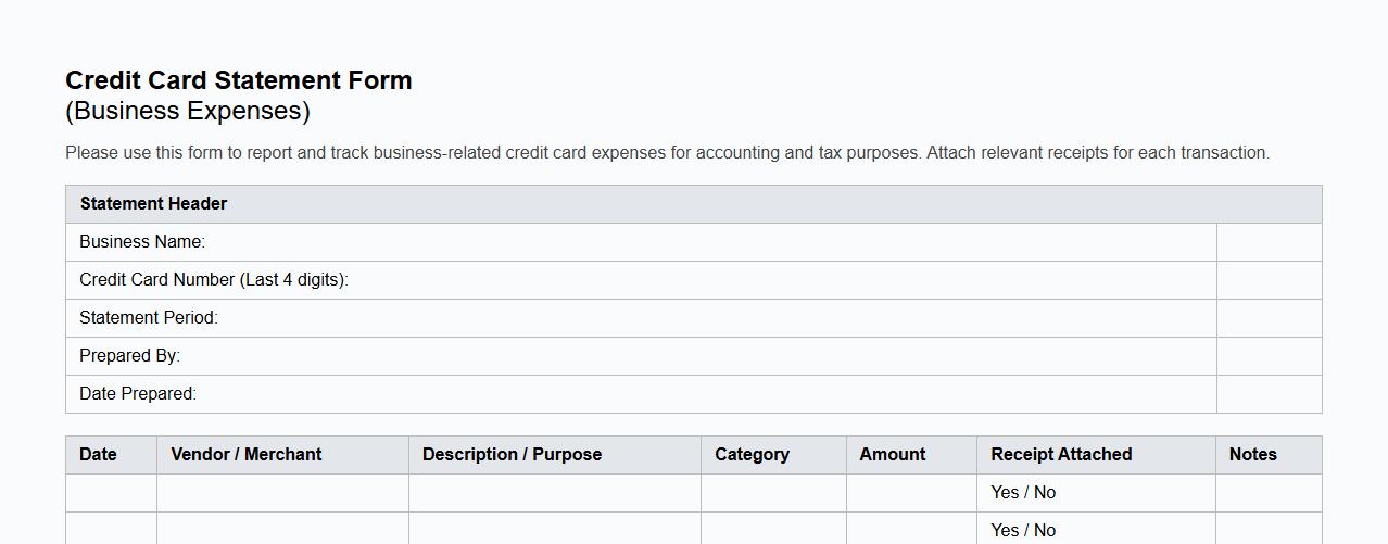 credit card statement form sample for business expenses image preview