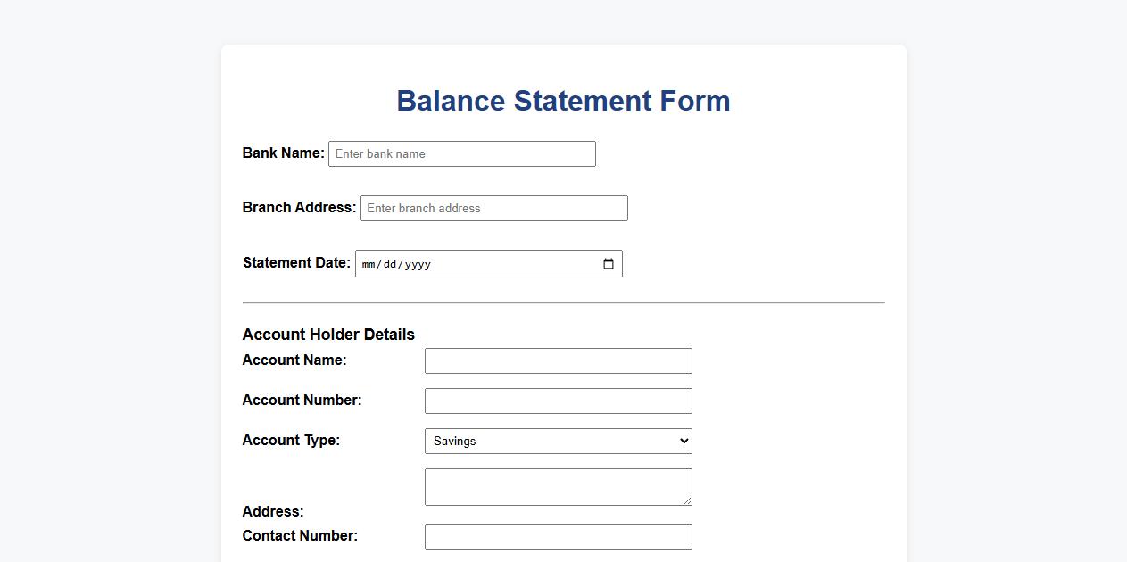 customizable balance statement form sample for banks image preview