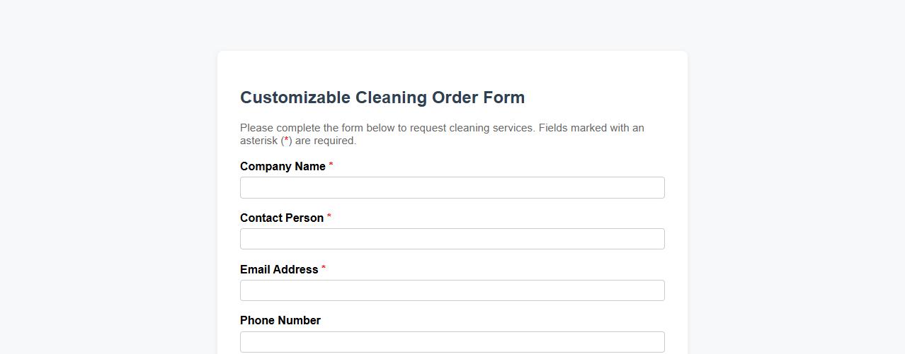 customizable cleaning order form sample for businesses image preview