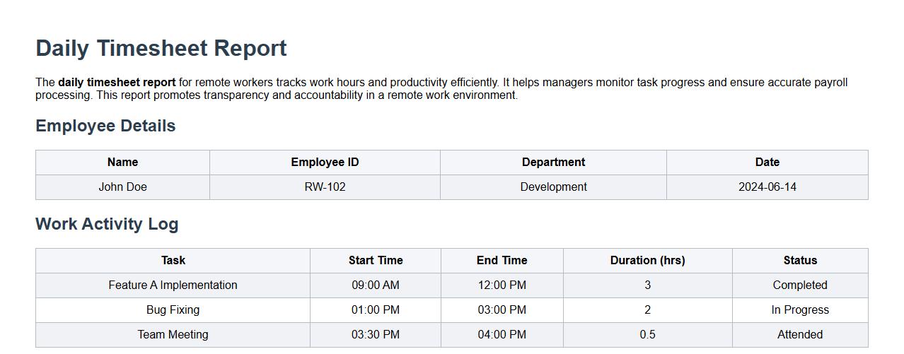 daily timesheet report for remote workers image preview