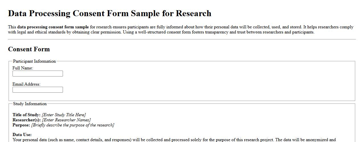 data processing consent form sample for research image preview