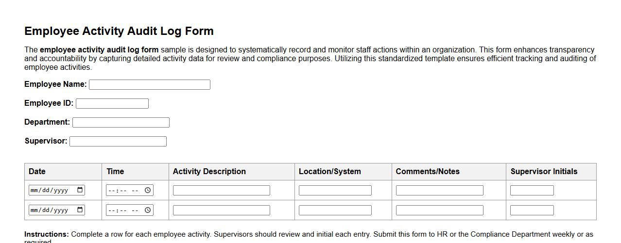 employee activity audit log form sample image preview