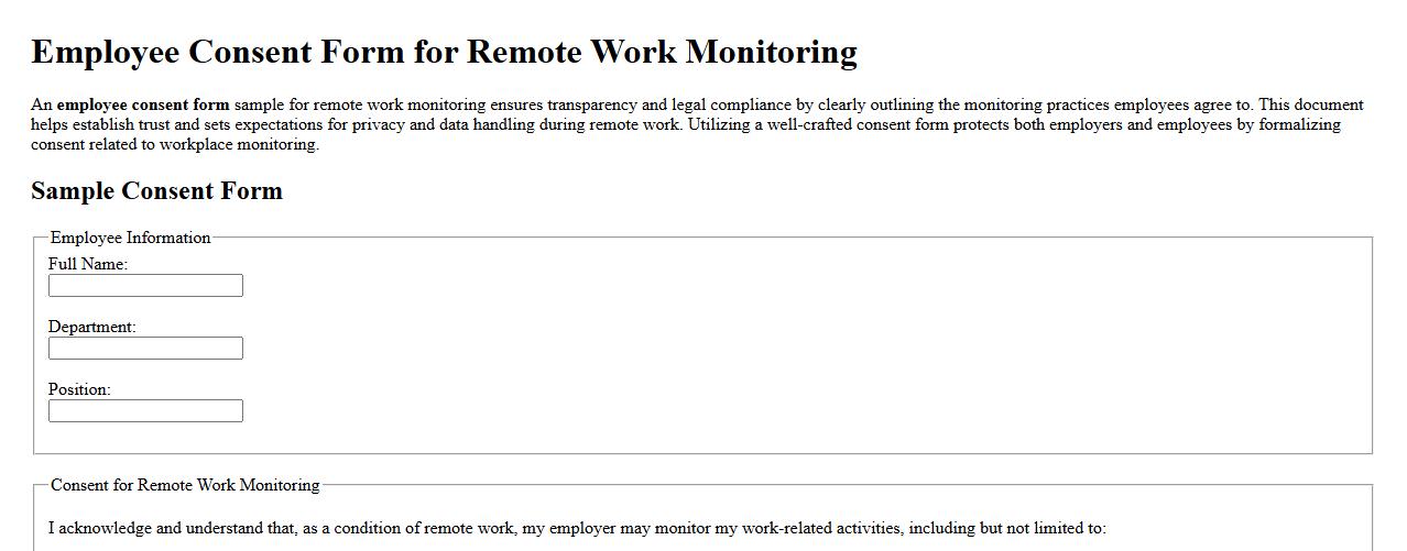 Employee consent form sample for remote work monitoring image preview