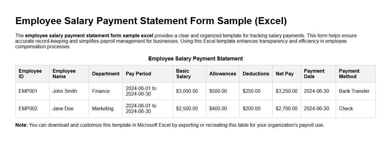 employee salary payment statement form sample excel image preview