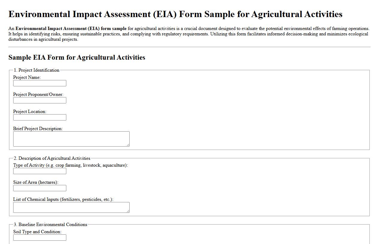 Environmental impact assessment form sample for agricultural activities image preview