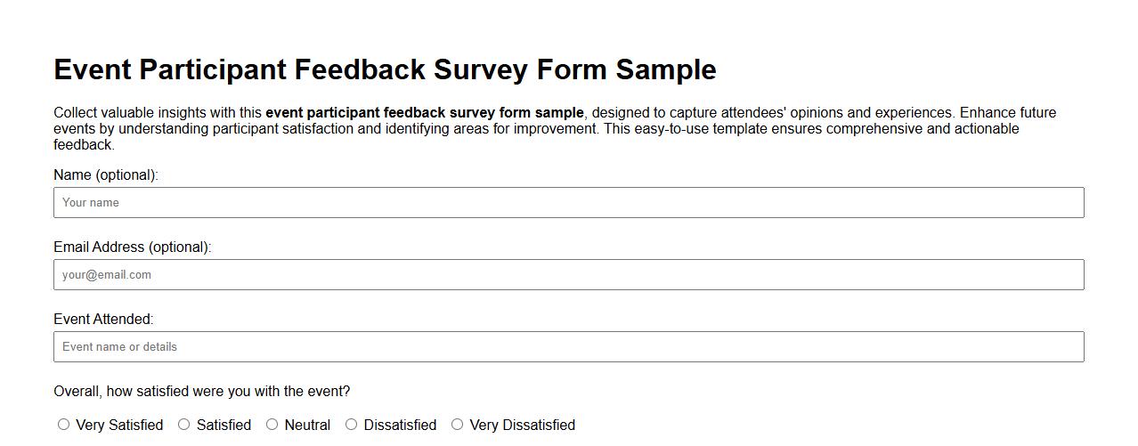 event participant feedback survey form sample image preview