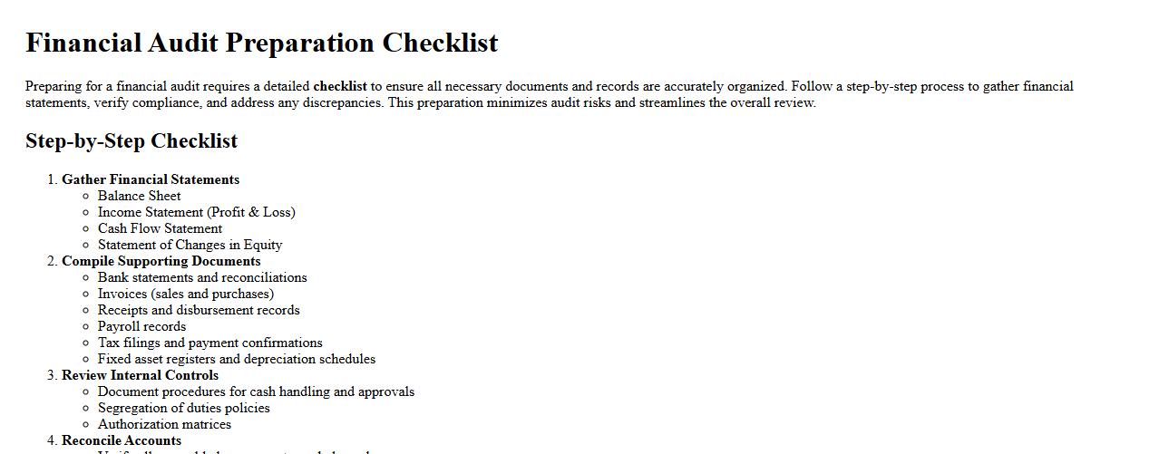 financial audit preparation checklist step by step image preview