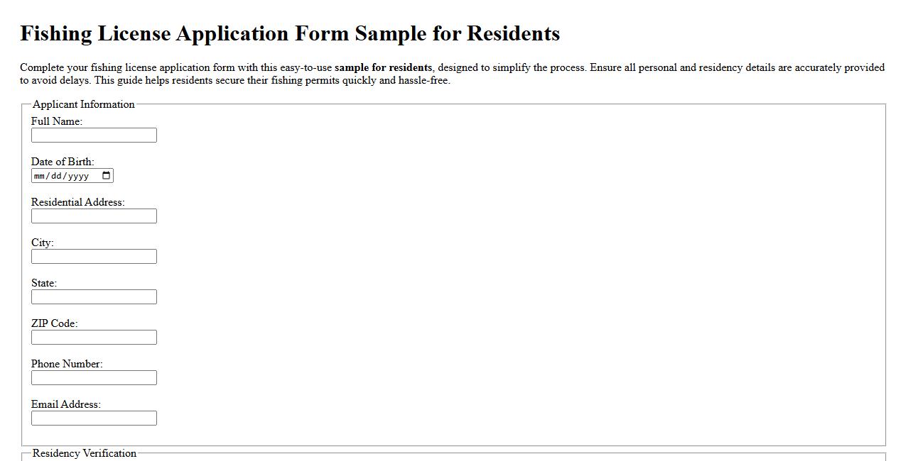 Fishing license application form sample for residents image preview