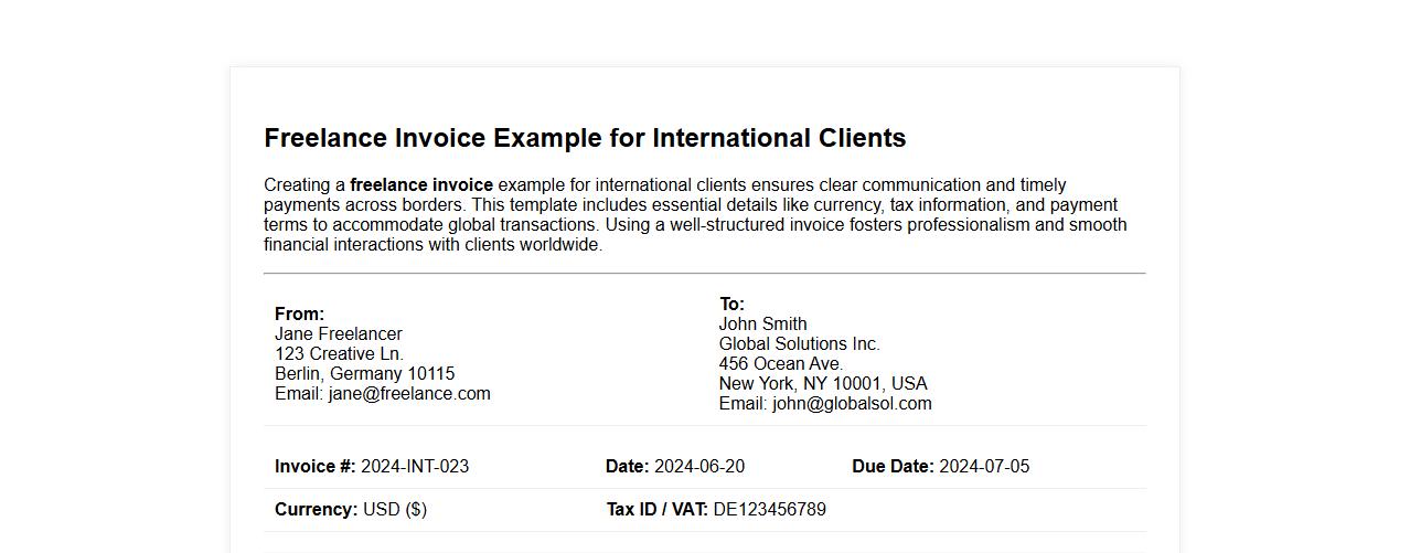 Freelance invoice example for international clients image preview