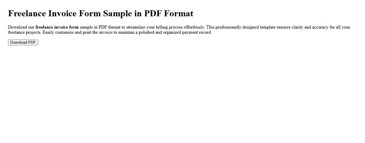 Freelance invoice form sample in PDF format image preview