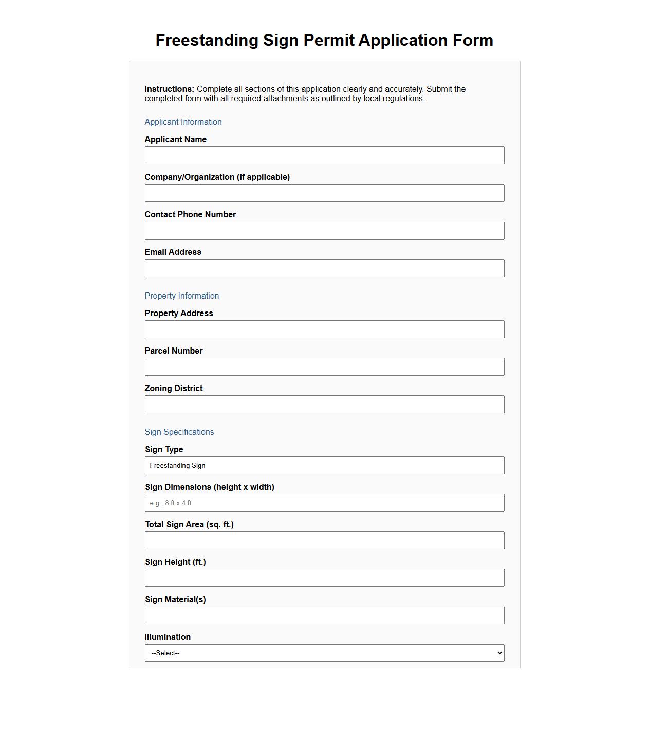 freestanding sign permit form example image preview