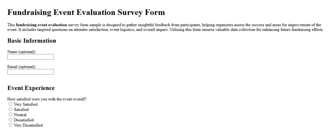 fundraising event evaluation survey form sample image preview
