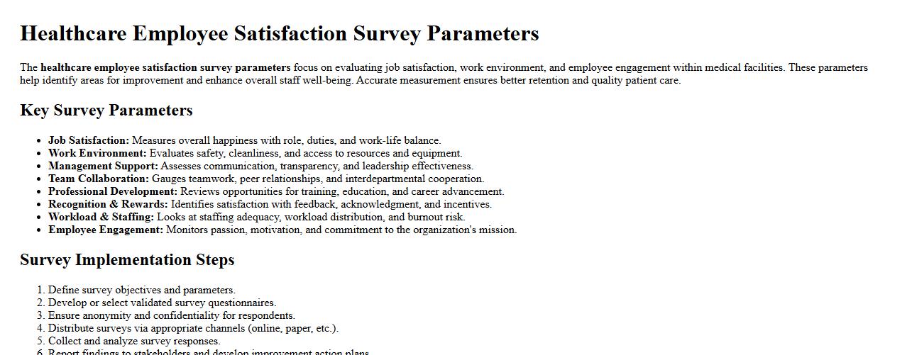 Healthcare employee satisfaction survey parameters image preview