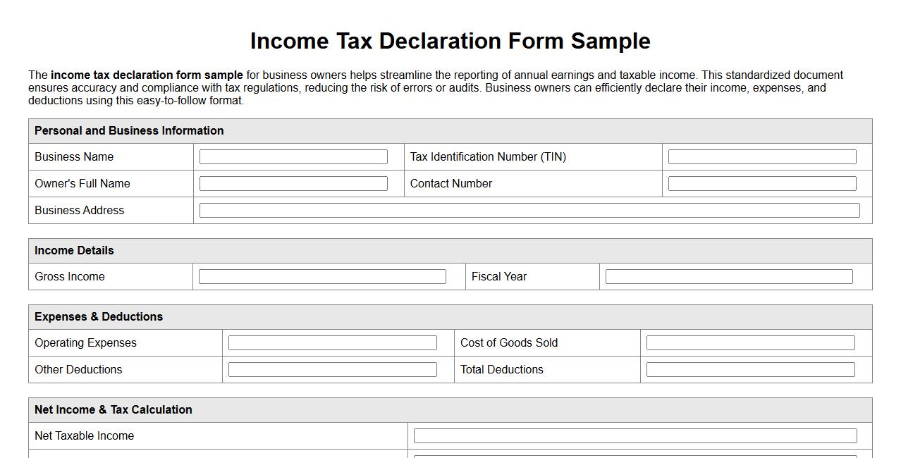 income tax declaration form sample for business owners image preview