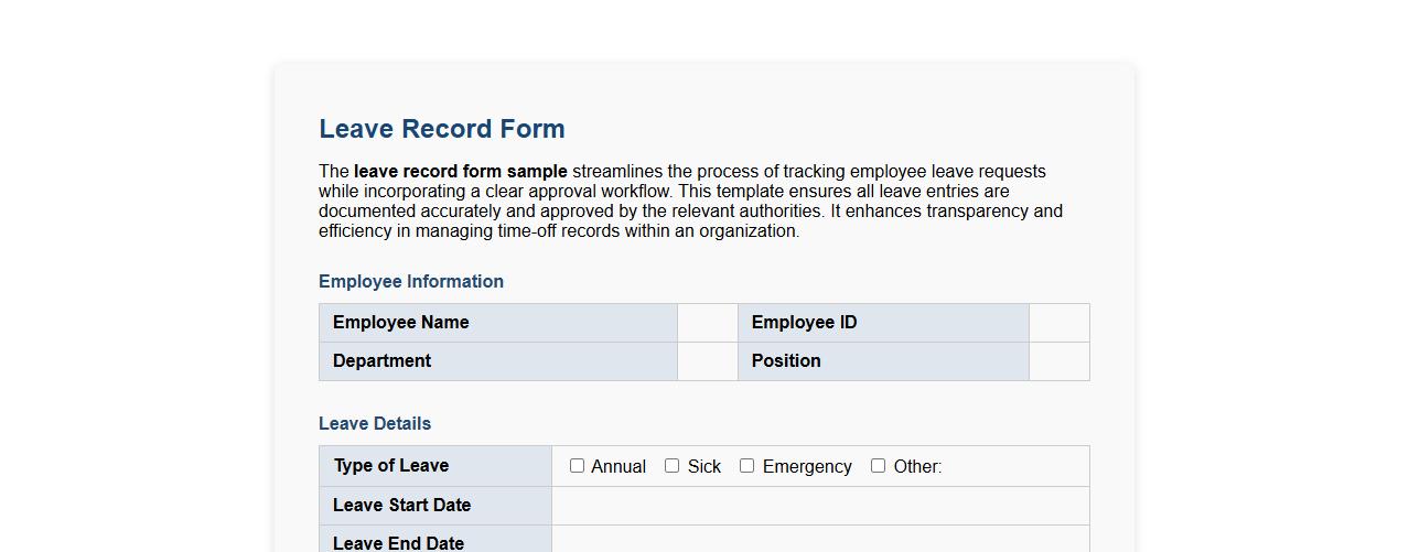 leave record form sample with approval workflow image preview
