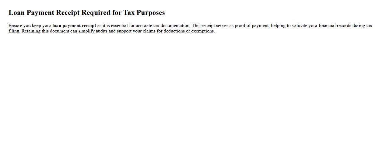 Loan payment receipt required for tax purposes image preview