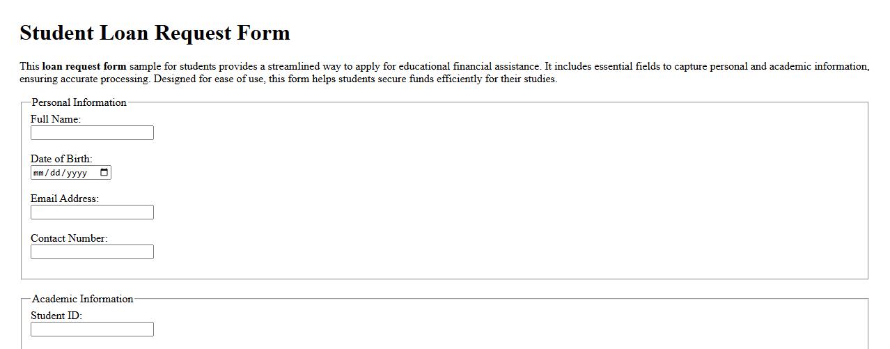 Loan request form sample for students image preview