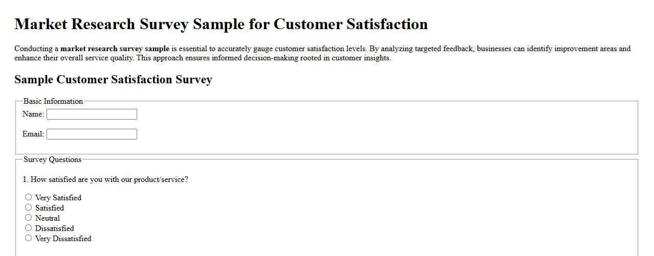 Market research survey sample for customer satisfaction image preview