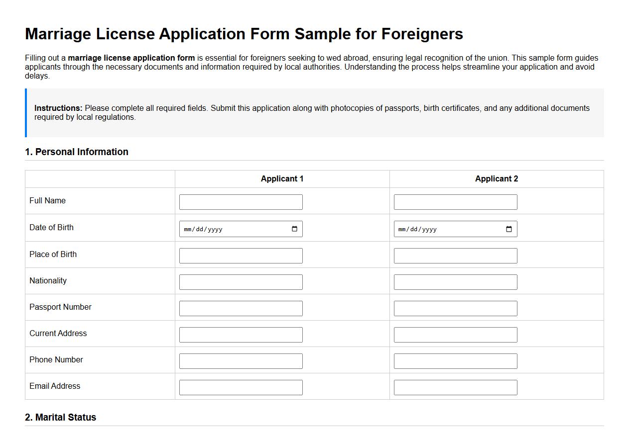 Marriage license application form sample for foreigners image preview