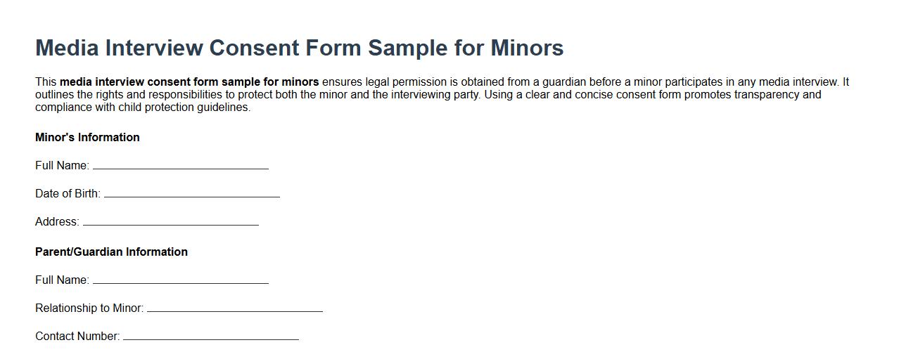 Media interview consent form sample for minors image preview