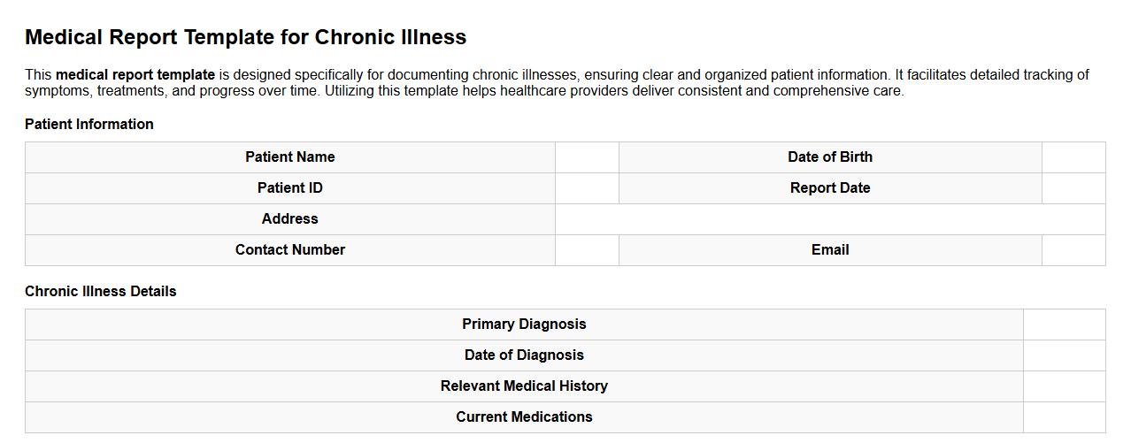 Medical report template for chronic illness image preview