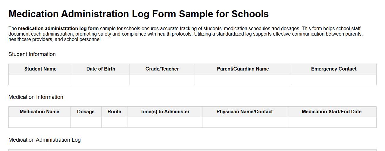 medication administration log form sample for schools image preview