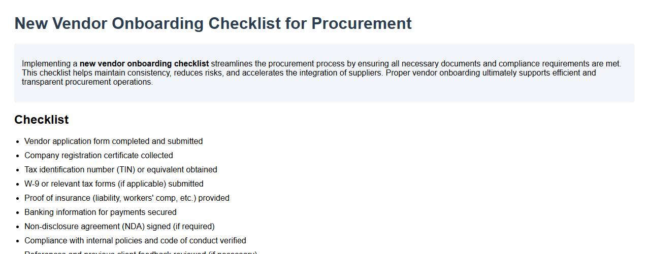 new vendor onboarding checklist for procurement image preview