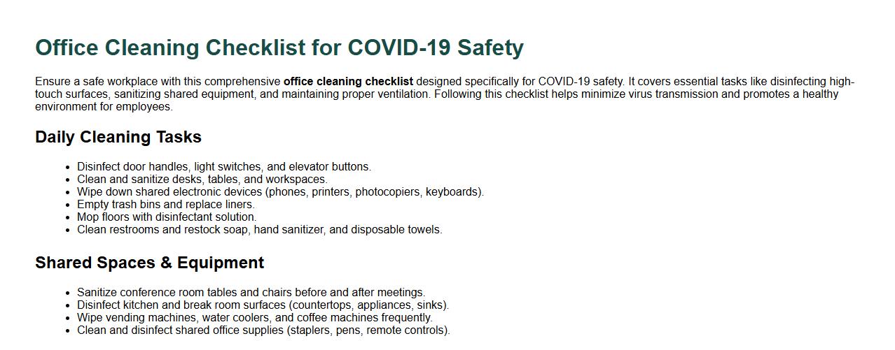 office cleaning checklist for covid-19 safety image preview