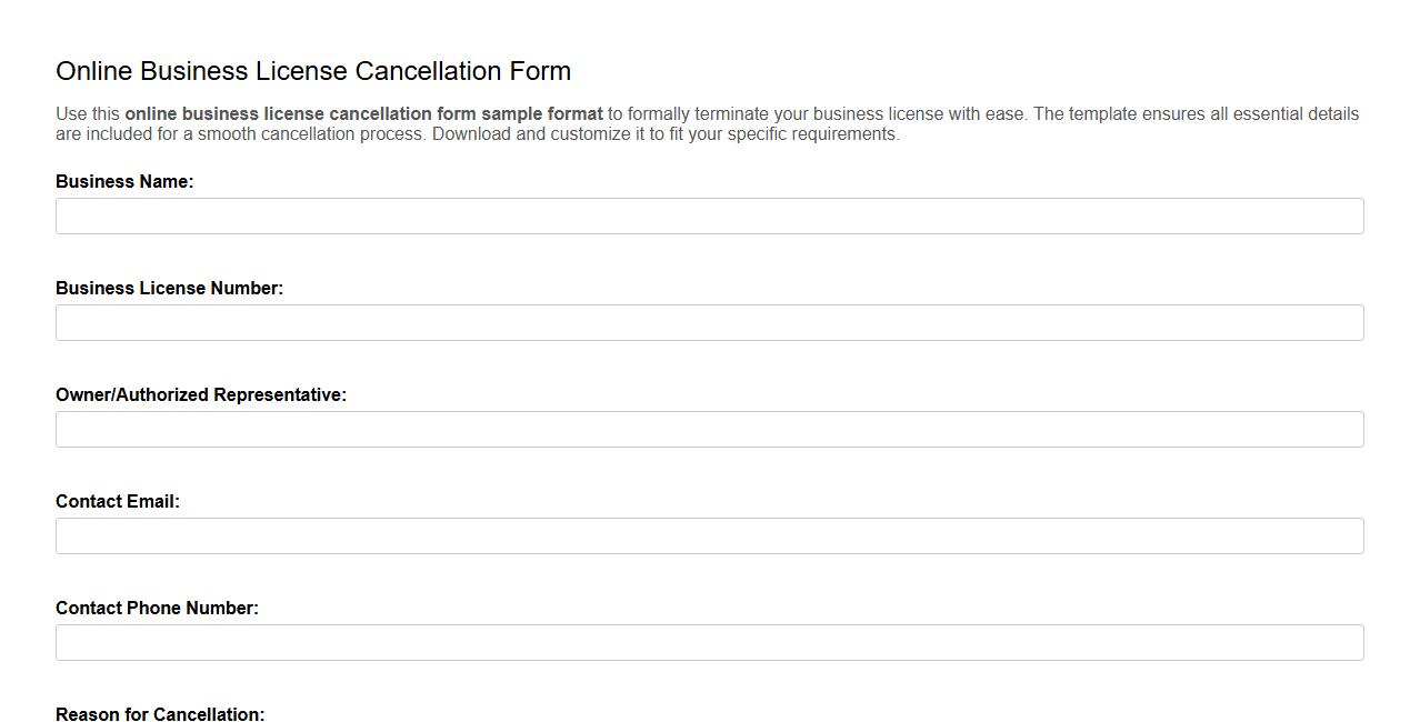 Online business license cancellation form sample format image preview