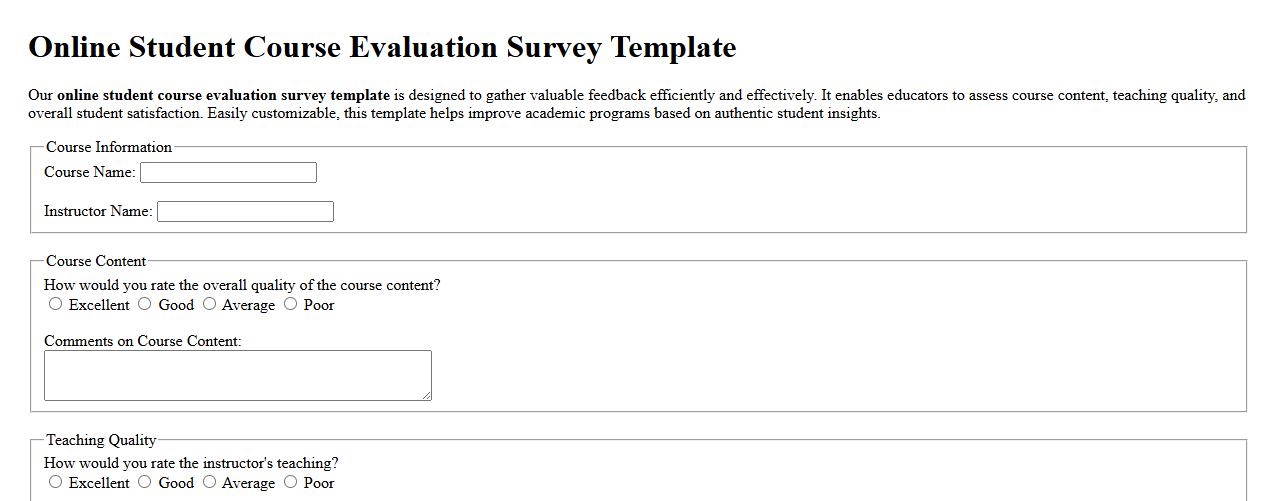 Online student course evaluation survey template image preview