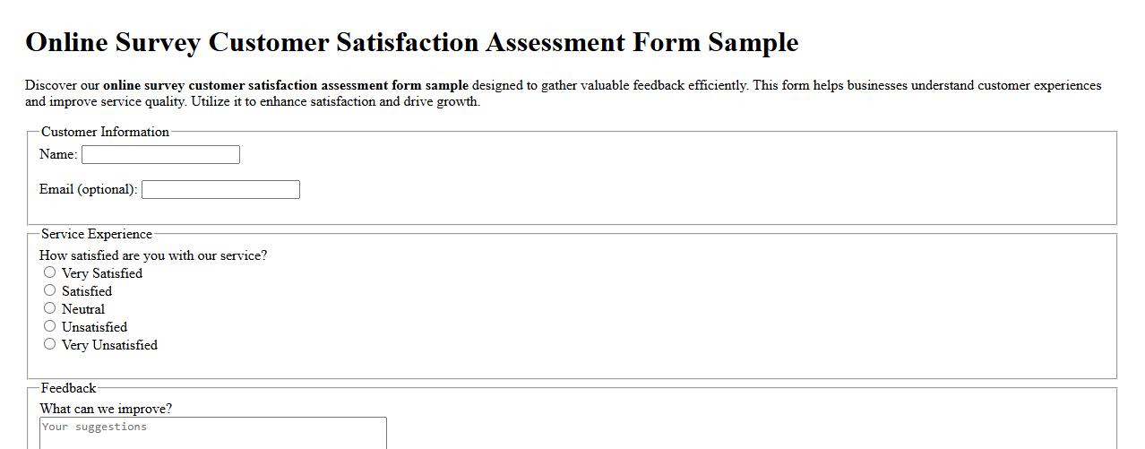 online survey customer satisfaction assessment form sample image preview