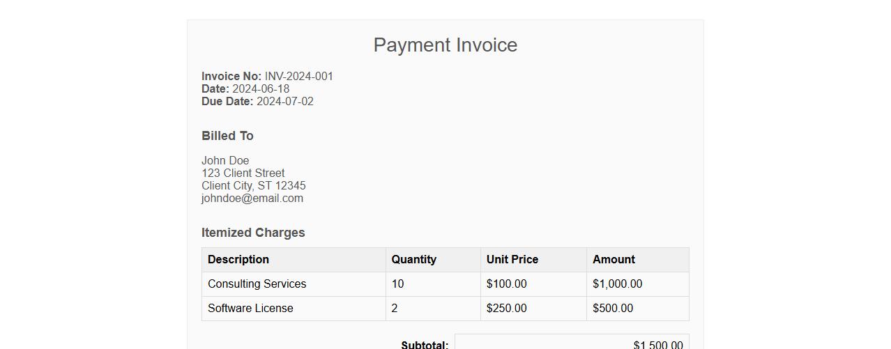 payment invoice form sample including late fee section image preview
