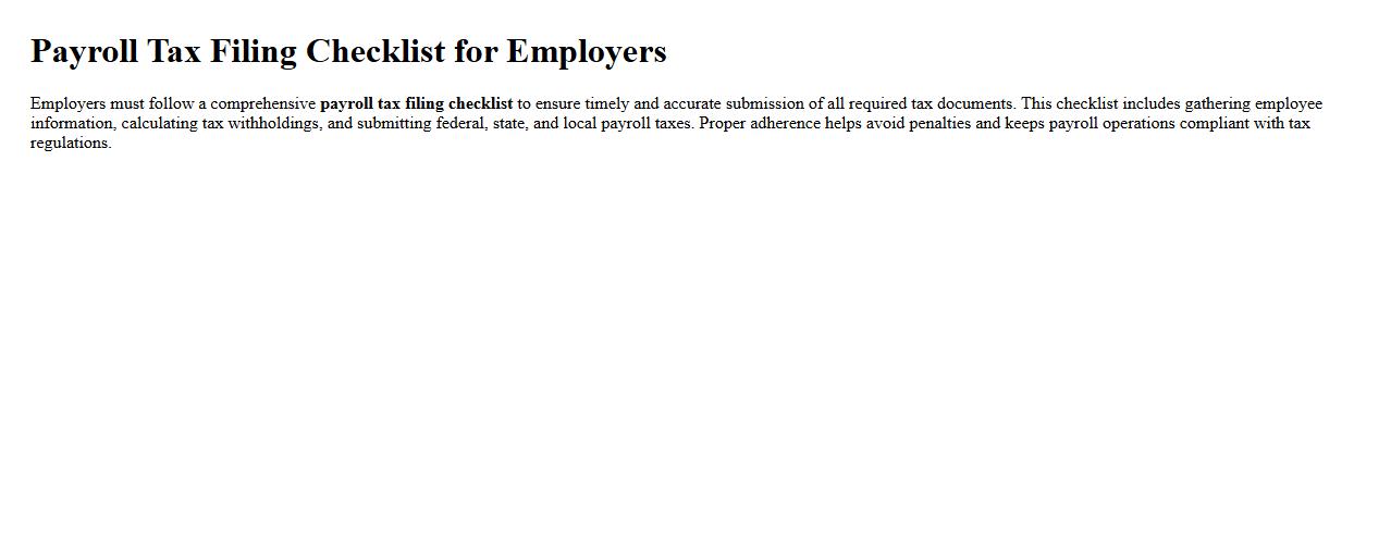 Payroll tax filing checklist for employers image preview