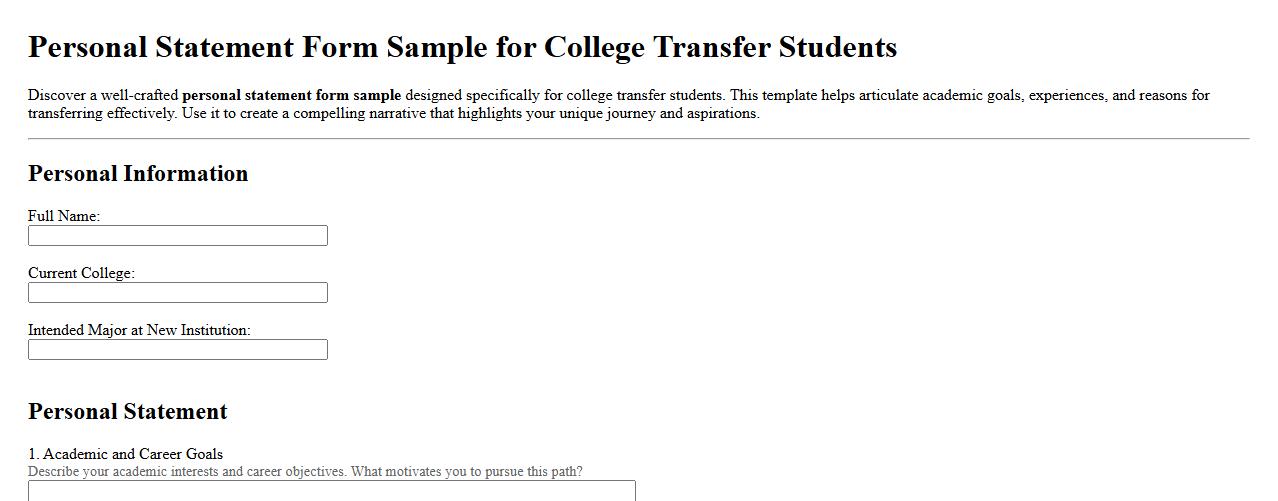 personal statement form sample for college transfer students image preview