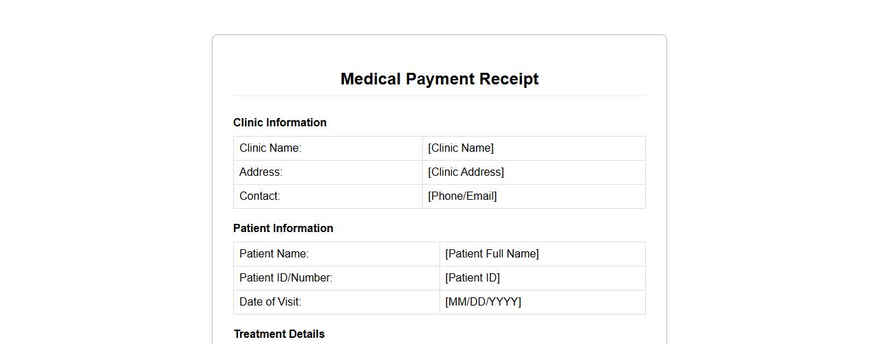 Printable medical receipt form sample for clinics image preview