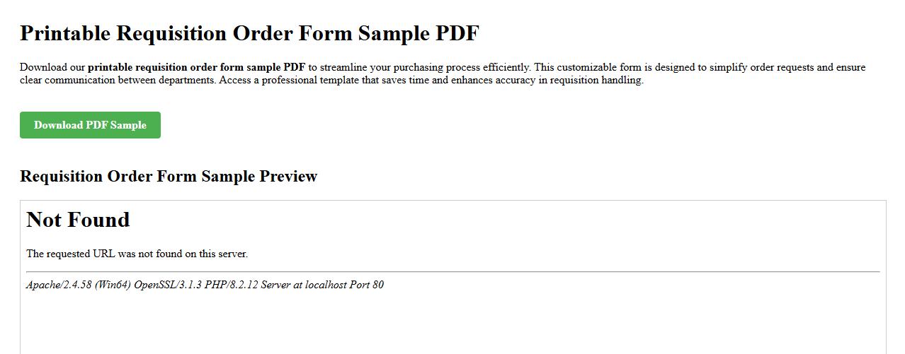 printable requisition order form sample PDF image preview