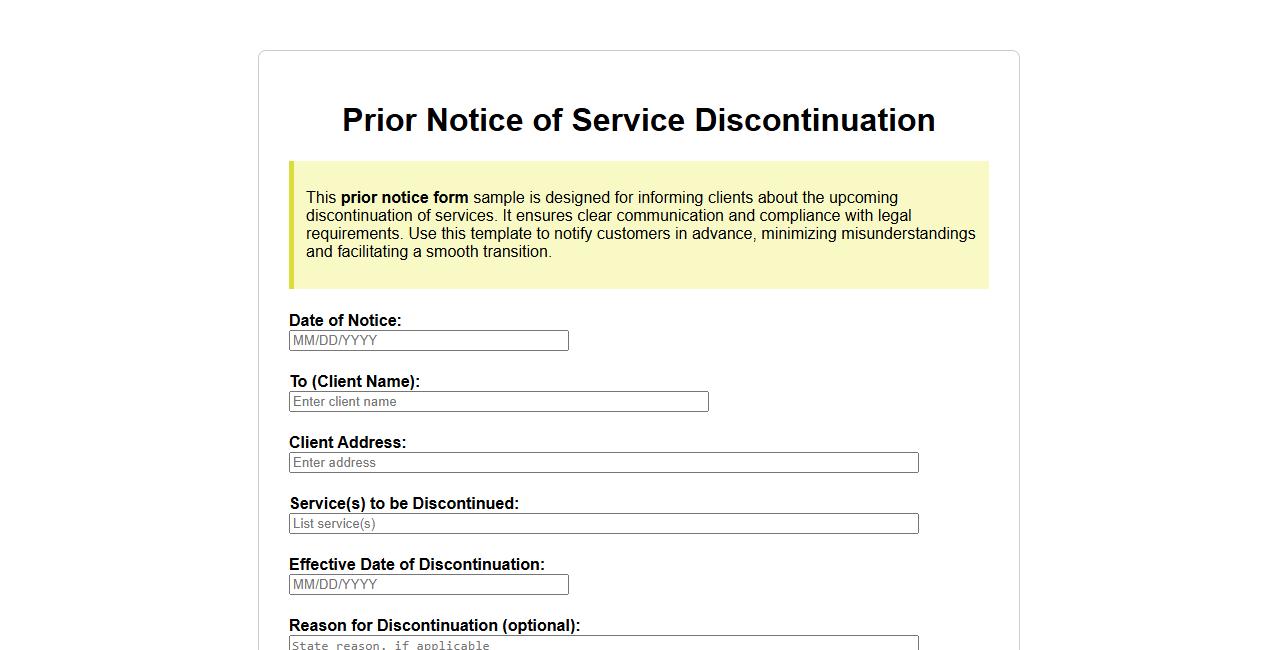 prior notice form sample for service discontinuation image preview