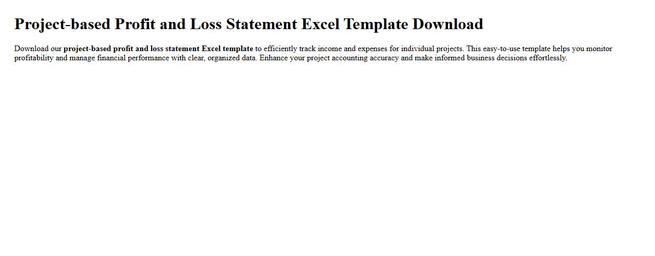 Project-based profit and loss statement Excel template download image preview