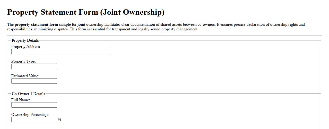 Property statement form sample for joint ownership image preview
