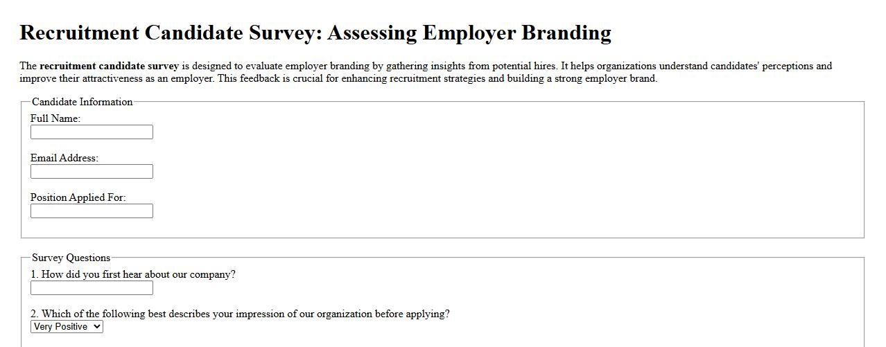 Recruitment candidate survey assessing employer branding image preview