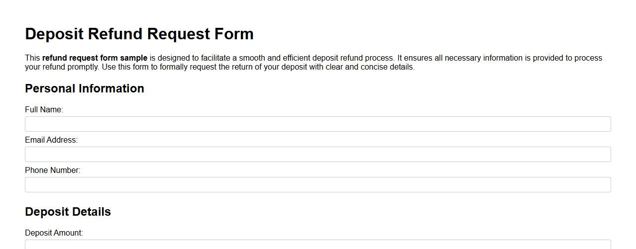 Refund request form sample for deposit refund image preview